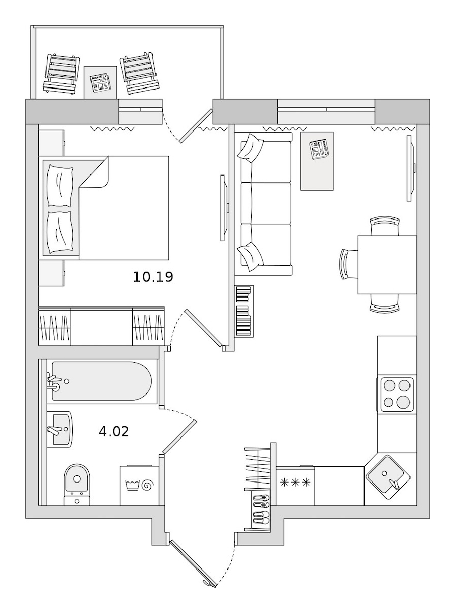 1-комнатная квартира 33.63 м², 16/17 эт., ЖК «Новые горизонты 2»